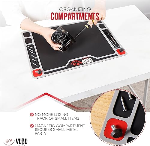 Miniatura 5 de VUDU - Tapete magnético multiusos de PVC con esquinas magnéticas, superficie de trabajo de manualidades para pasatiempos de control de radio,