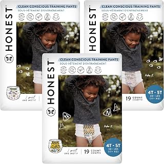 The Honest Company Clean Conscious Training Pants | Plant-Based, Sustainable Diapers | Rompin' & Stompin' + Diggin' It | Size 4T/5T (38+ lbs), 57 Count