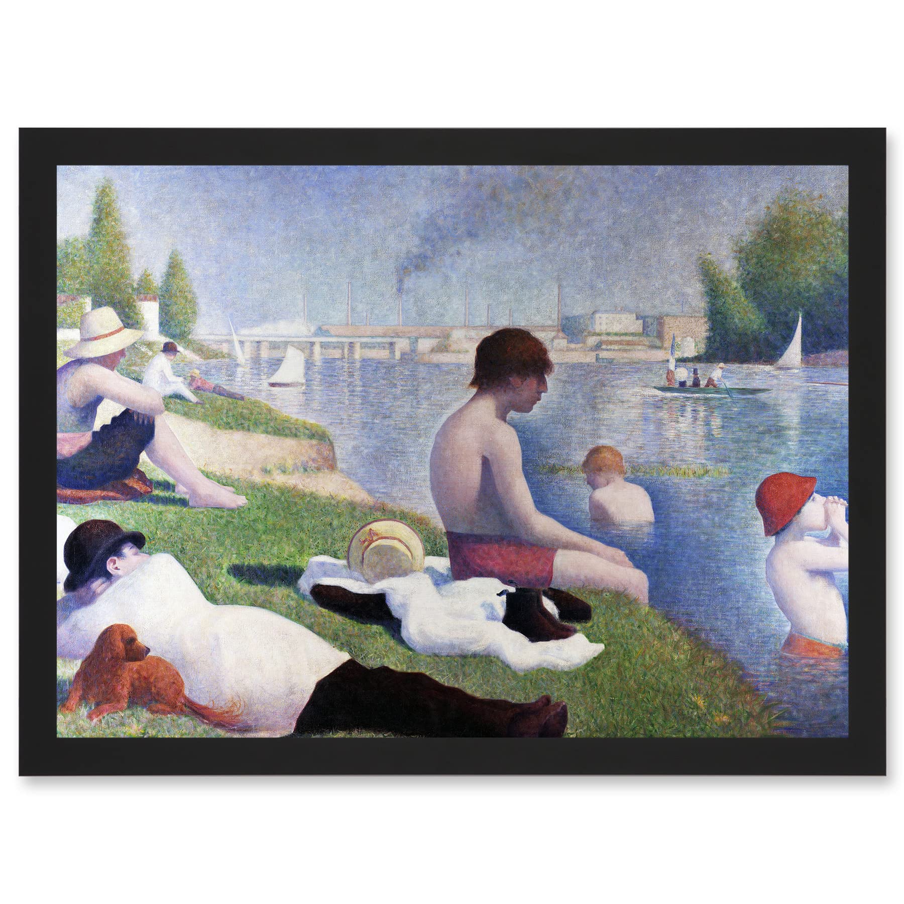Artery8 Georges Seurat Bathers At Asnieres Painting Artwork Framed Wall Art Print A4
