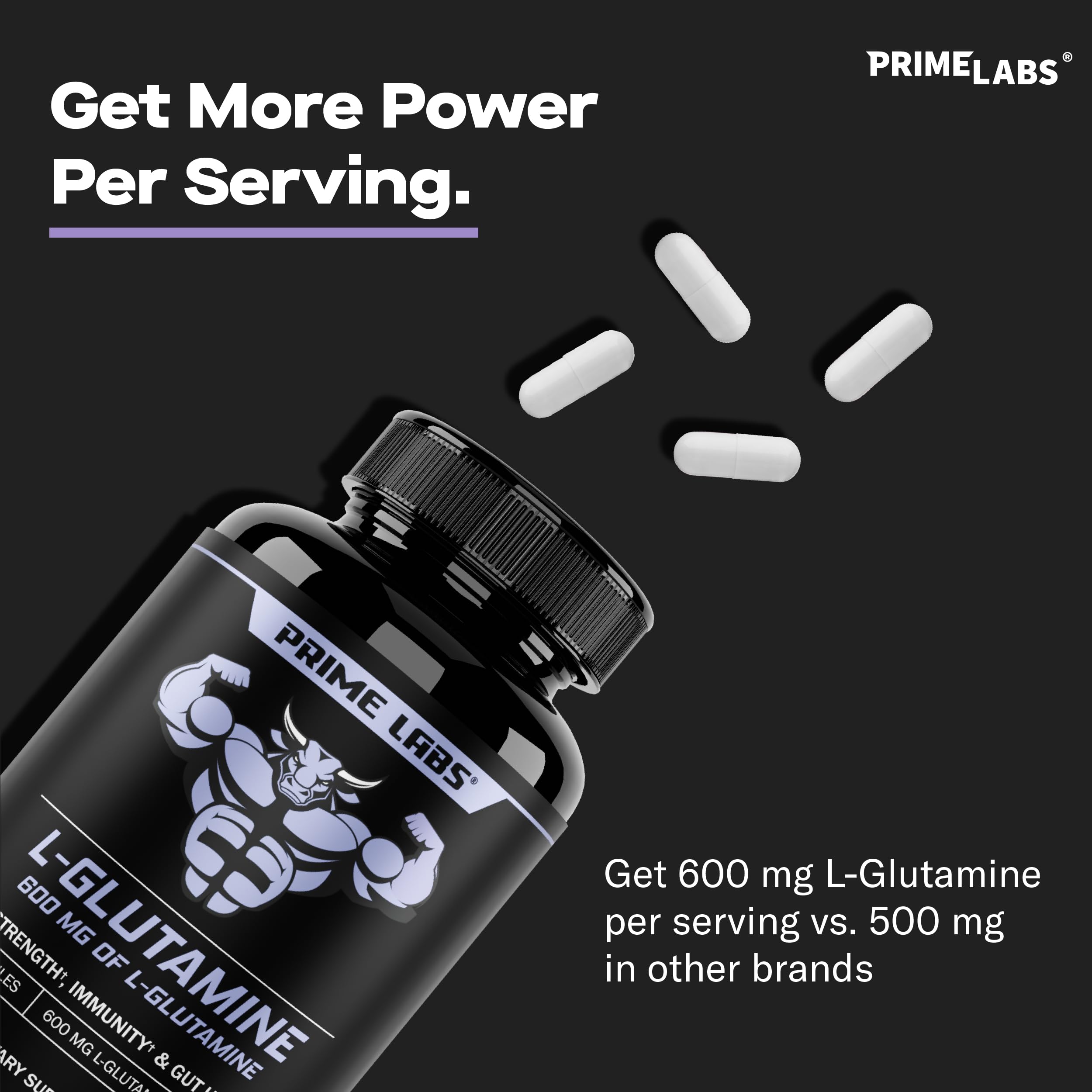 Prime Labs L-Glutamine Capsules 600 Mg for Men & Women — Amazon image 6