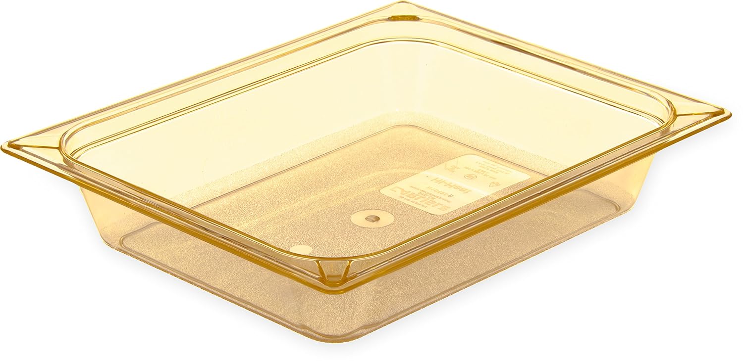 Carlisle FoodService Products 10420B13 StorPlus Gastronorm High-Heat Half-Size Food Pan, 2.5 qt. Capacity, 12-3/4" x 10-3/8" x 2-1/2", Amber (Case of 6)