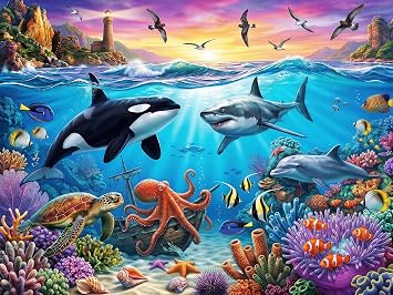 Puzzles for Kids Ages 6-8 - 200 Piece Ocean Underwater World Jigsaw Puzzles