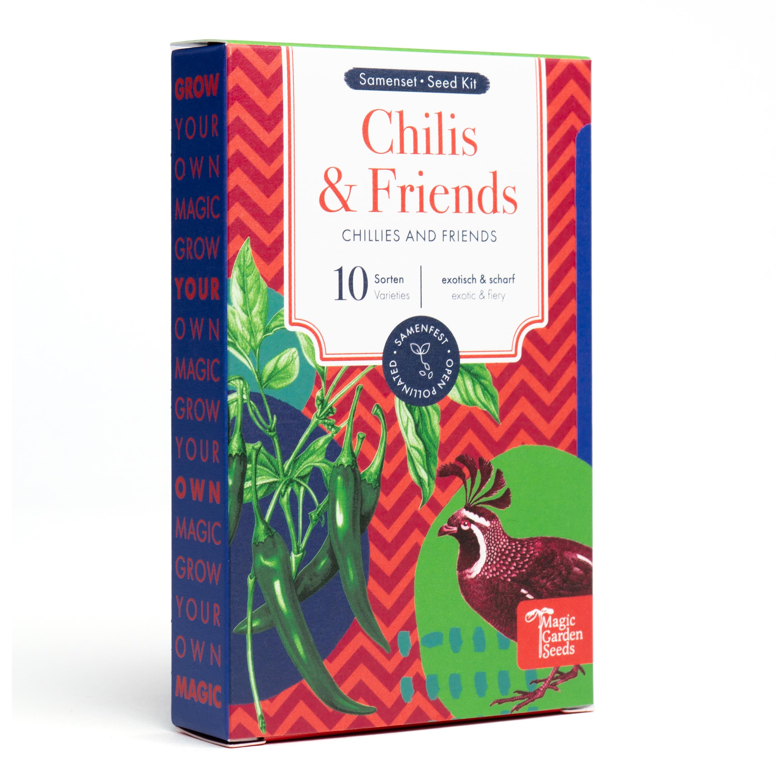 Chilis & Friends - 10 odpornych na nasiona odmian chili i ziół - egzotyczne i pikantne - zestaw nasion na mały prezent lub do użytku osobistego