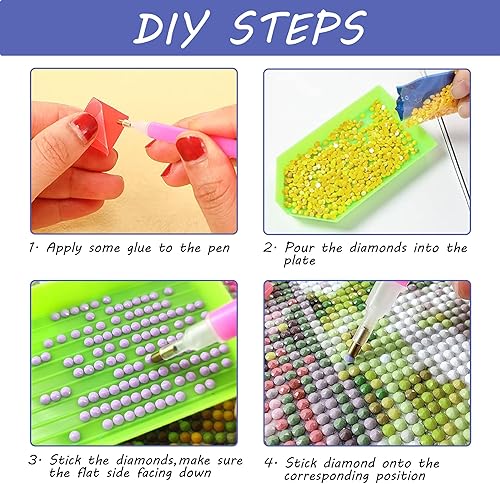 Miniatura 8 de SKRYUIE Kits de pintura de diamantes para sillas 5D Lakeside - Kits de arte de diamantes para adultos paisaje, taladro redondo completo, punto de