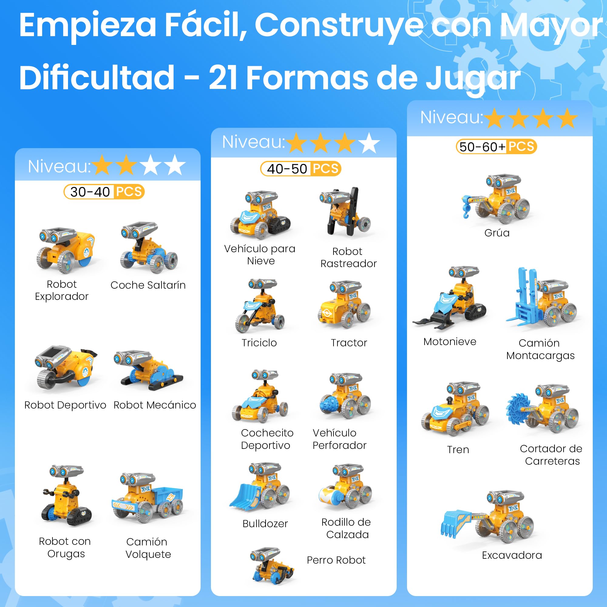 Sillbird 21 en 1 Kit Solar Robot, Stem Kit de Montaje Robótico Accionamiento Dual Solar y de Batería, Navideños Cumpleaños Juguetes Niños 8 9 10 11 12 13 Años (211Piezas)