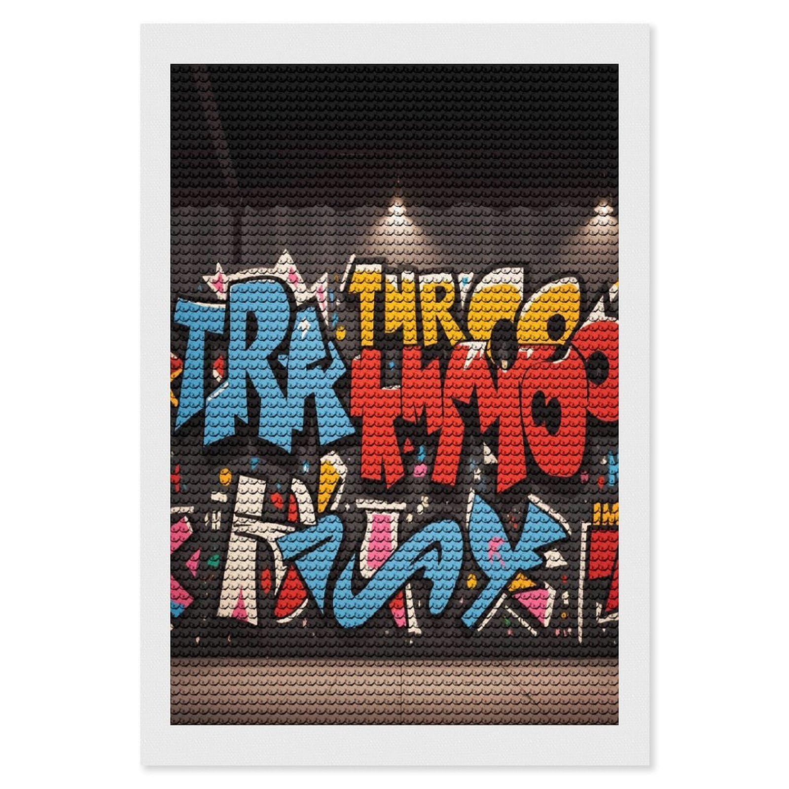 FekiLoot Graffiti Hip Hop Diamond Art Kits for Adults Diamond Painting Kits for Beginners DIY Diamond Art Kits Round Full Drill Diamond Dot Gem Painting for Home Wall Decor Gift 8"x12"