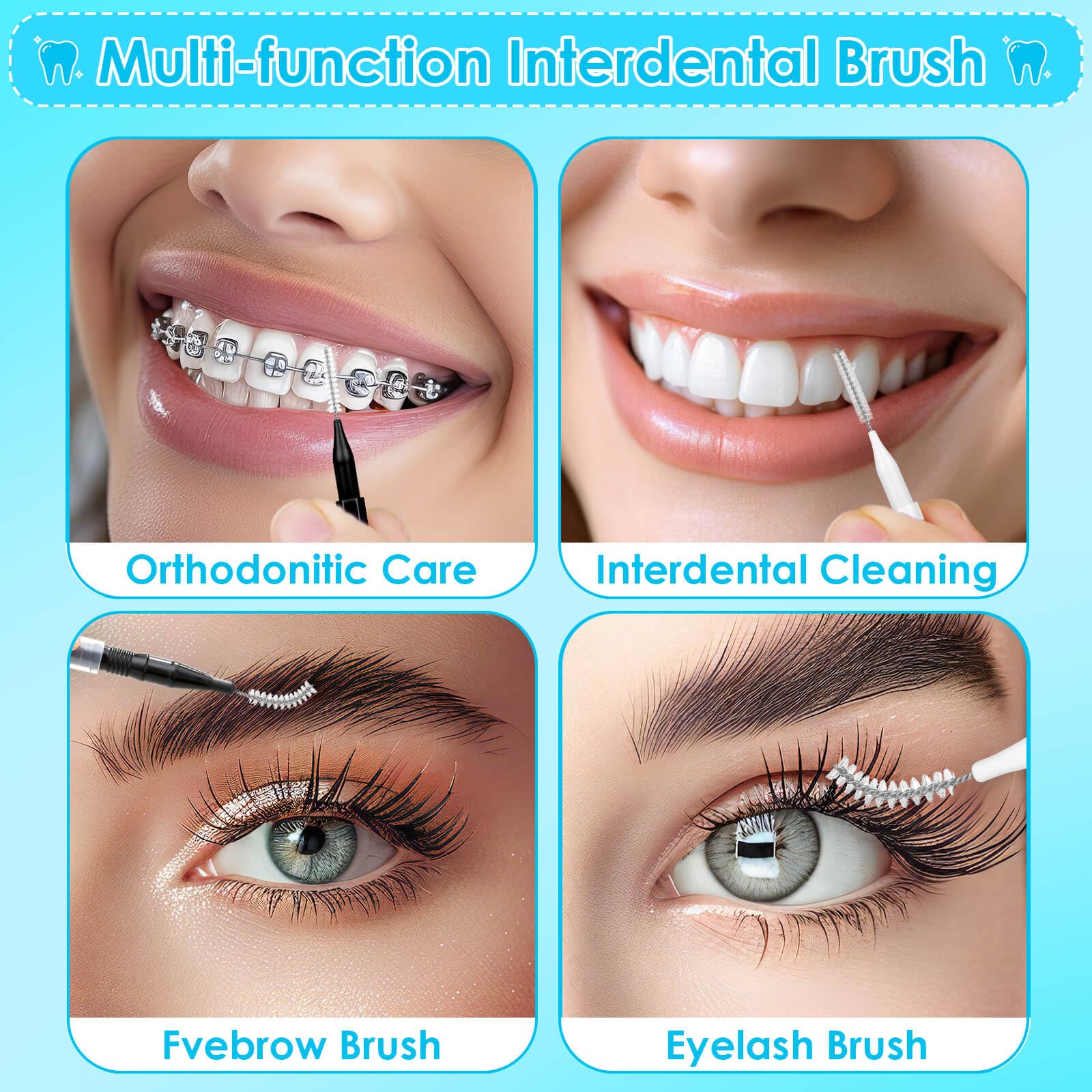 Jupwalz 270 cepillos interdentales, 220 púas dentales suaves y 50 cepillos de tirantes para dientes, cabezales de hilo dental flexibles, cepillos interdentales entre dientes, limpiador de dientes