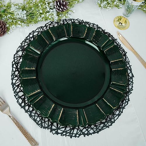 Vista 73 de Efavormart 6 Pack 13" Gold Acrylic Plastic Dinner Plate Chargers With Gold Brushed Wavy Scalloped Rim