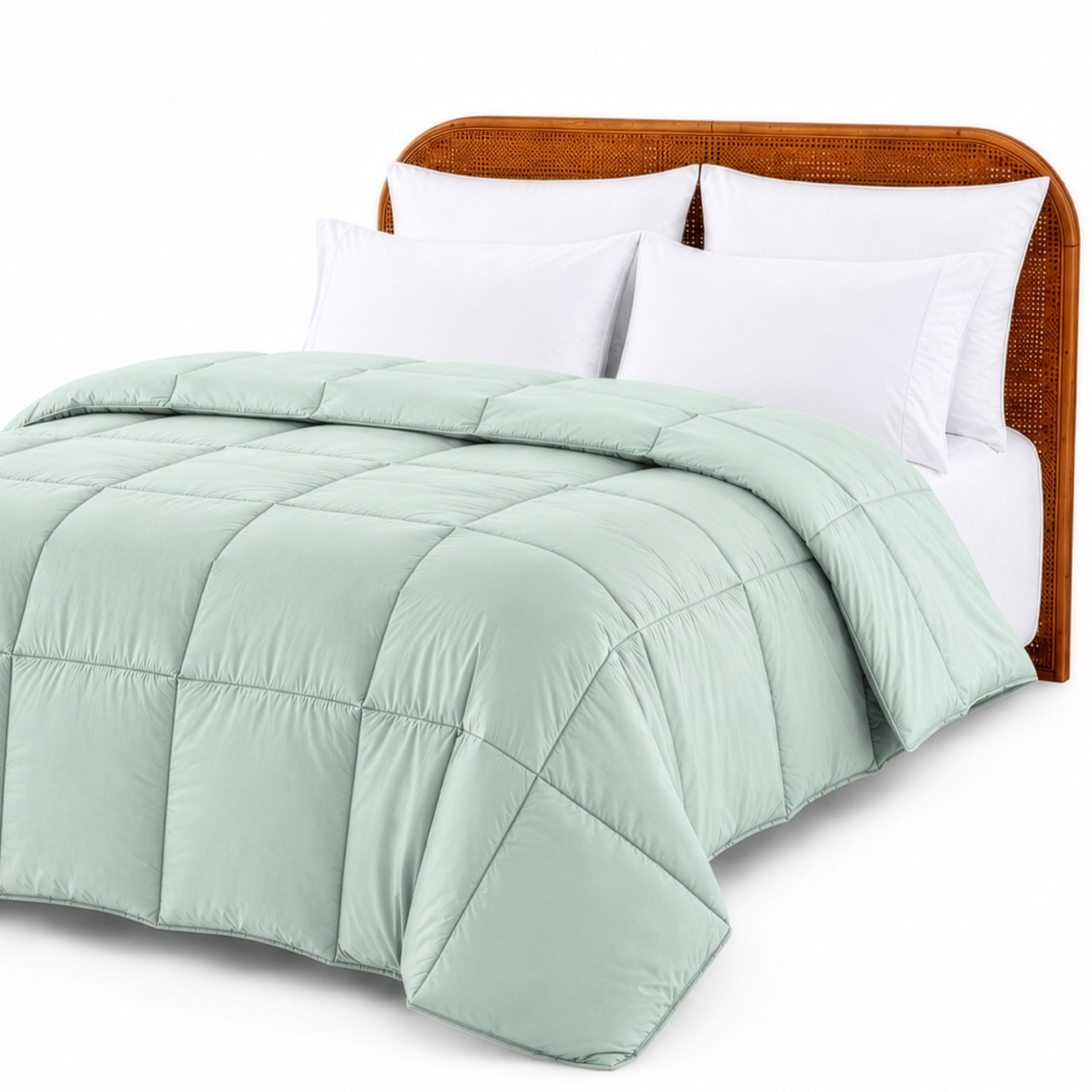 Modern Threads Comforter Duvet Insert, Reversible Quilted Down Alternative Comforter with Corner Tabs, All Season Bedding, Queen, Sage Green