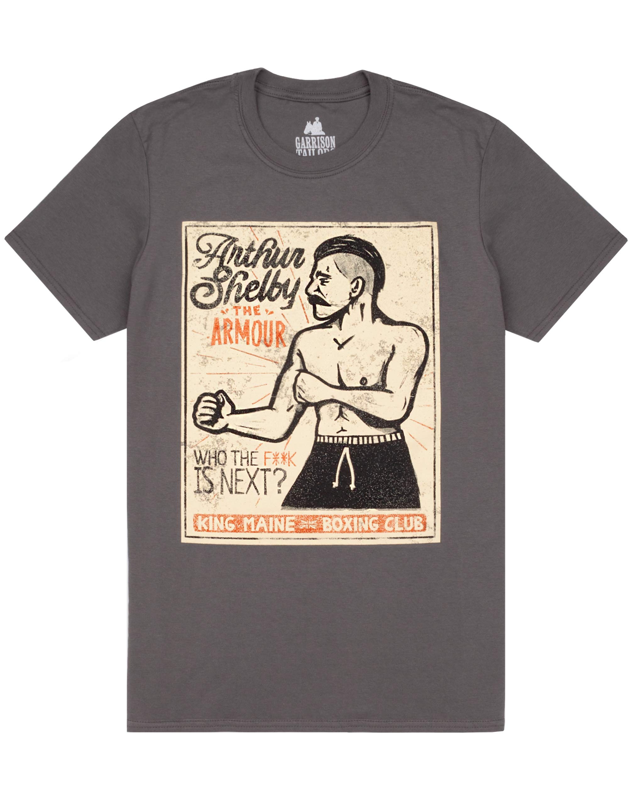 Vanilla Underground Men's Grey Peaky Blinders Arthur Shelby Short Sleeved T-Shirt - Small