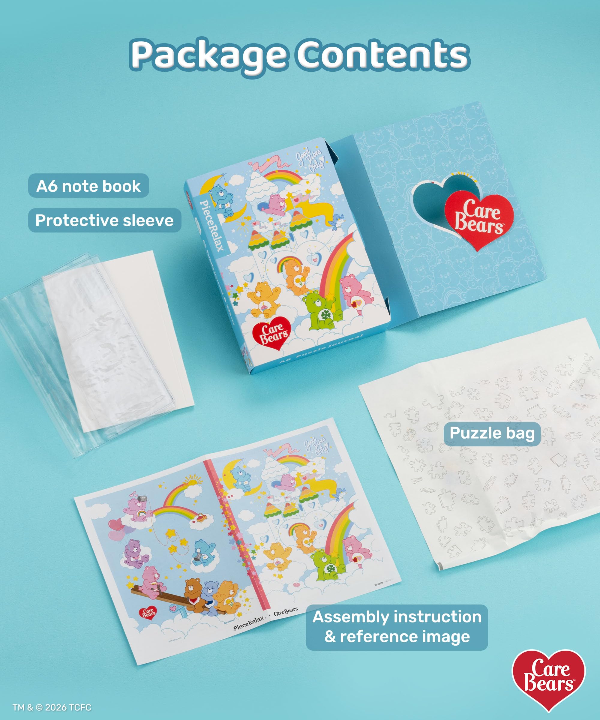 Care Bears X PieceRelax – Puzzles A6 pour adultes – Belle journée – Cadeau unique et décoration d'intérieur avec puzzle en plastique pour carnet [YB1049]