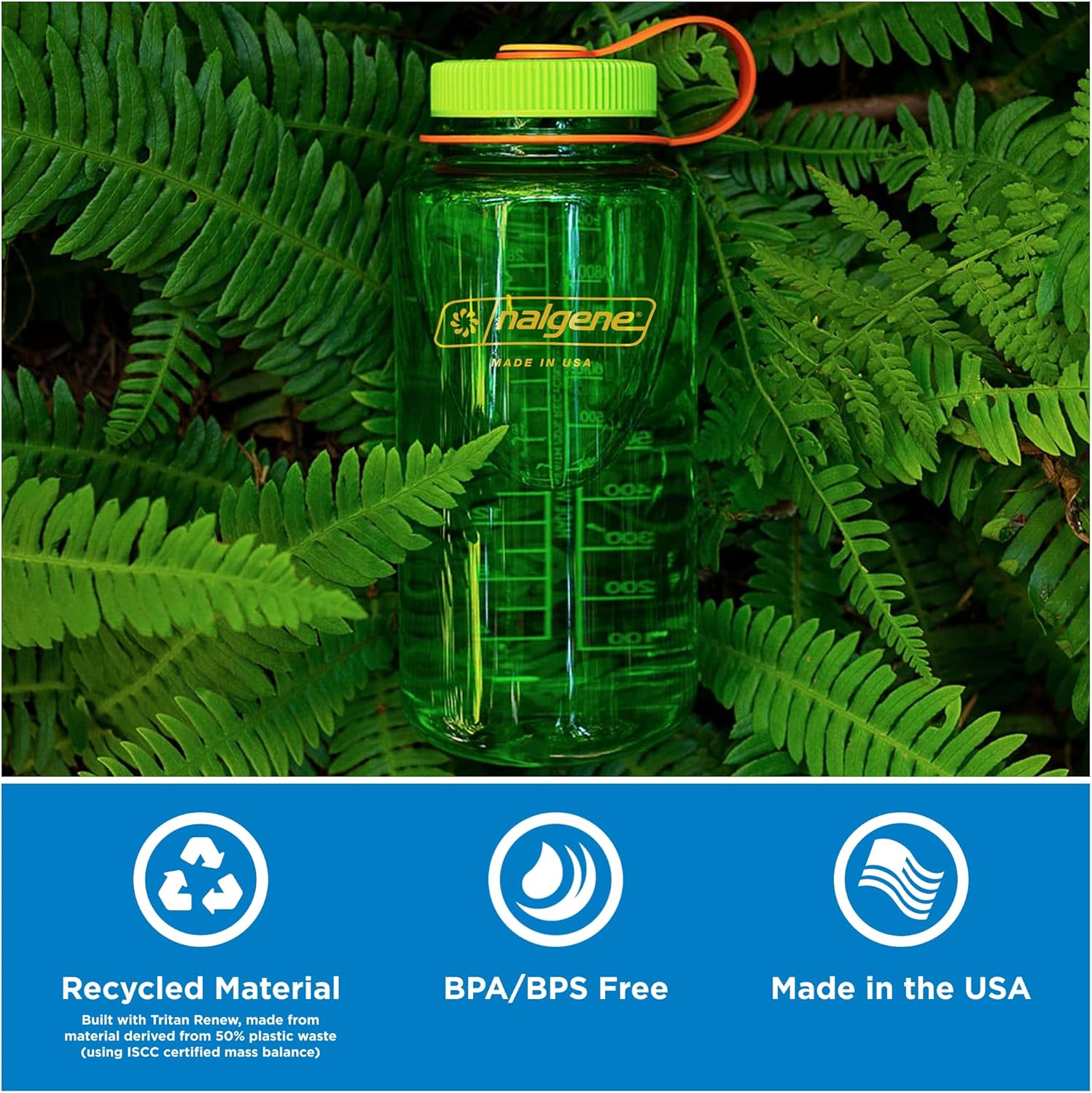 Nalgene 32 oz Wide Mouth Water Bottle | BPA-Free, Durable & Leak Proof, Lightweight Bottle for Hiking & Gym, Work & Travel