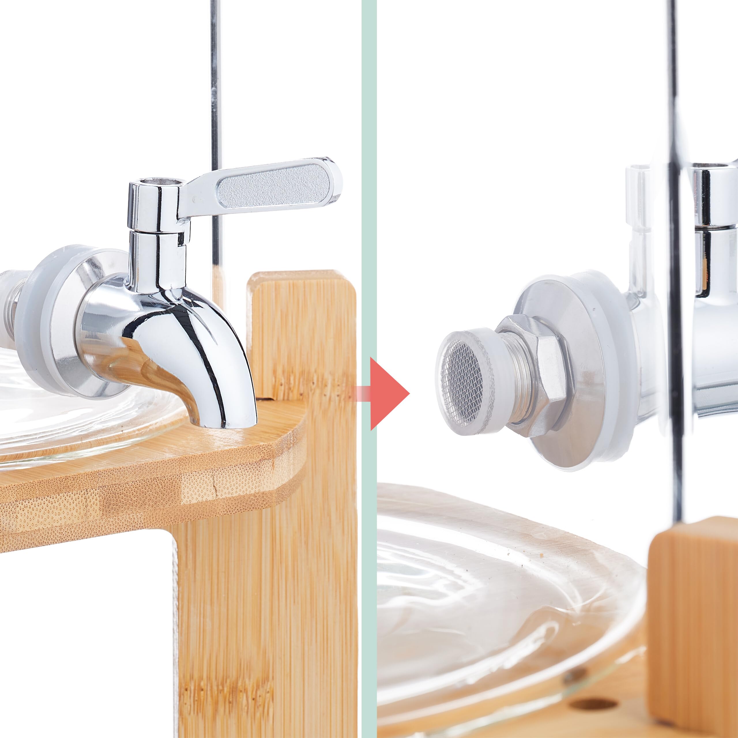 Relaxdays Dispenser in Vetro per Bevande Fredde e Calde, Erogatore Bibite da 5 L, con Rubinetto e Coperchio in bambù