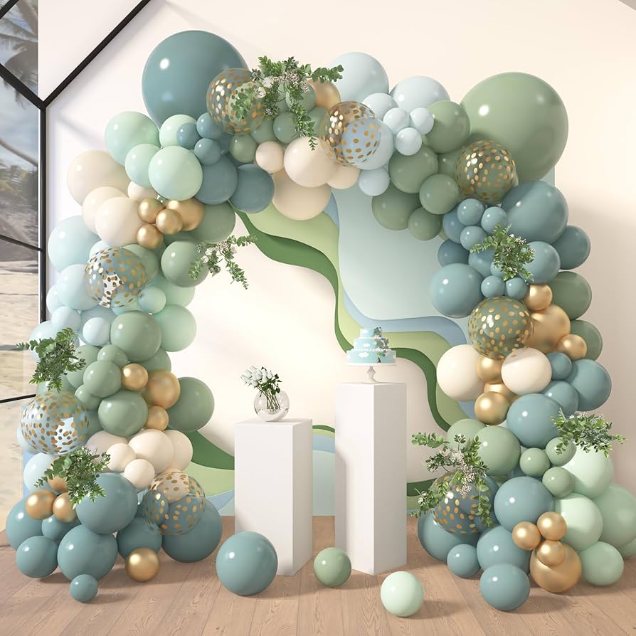 Amazon.com: Amandir 173Pcs Dusty Blue Green Balloon Garland