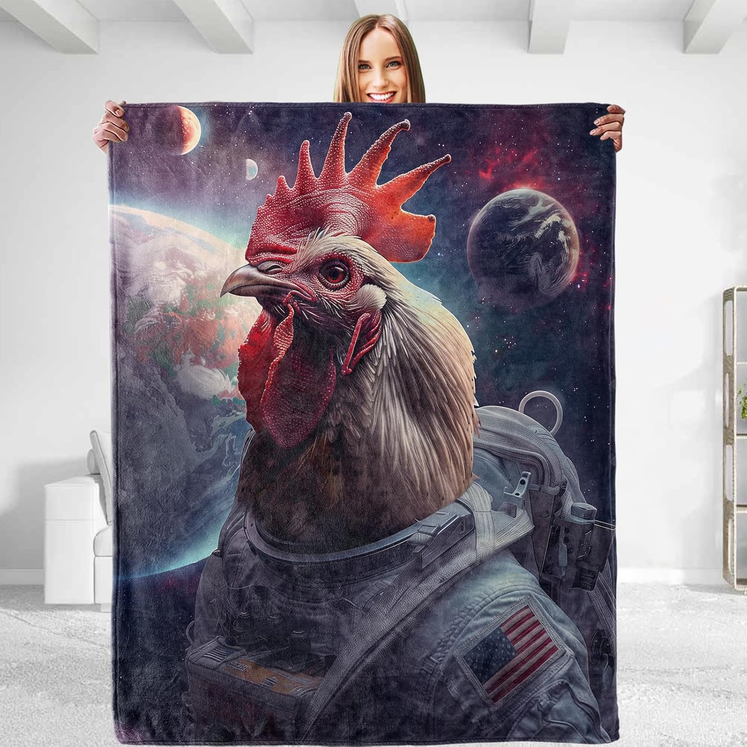 Funny Deer Throw Blanket - Soft Plush, Lightweight, Warm, Fuzzy Anti-Pilling Flannel Blanket for Bedroom, Couch, Travel, Sofa - Comfy 80in×60in