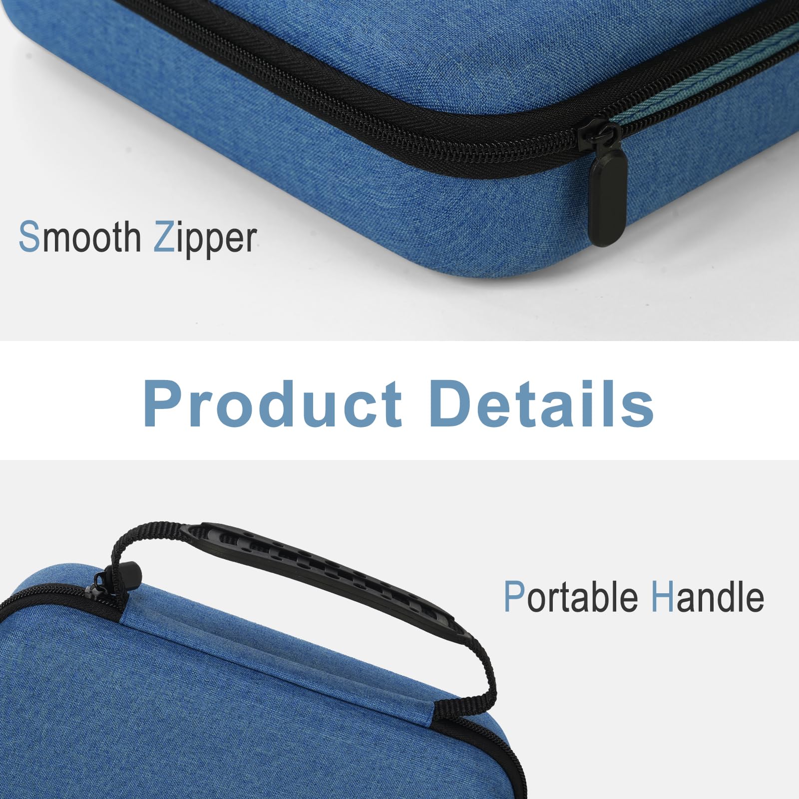 Funda rígida para pistola de masaje compatible con pistola de masaje de percusión de mano TheraGun, bolsa de transporte portátil con bolsillo de malla para cables y otros accesorios, azul (solo funda)