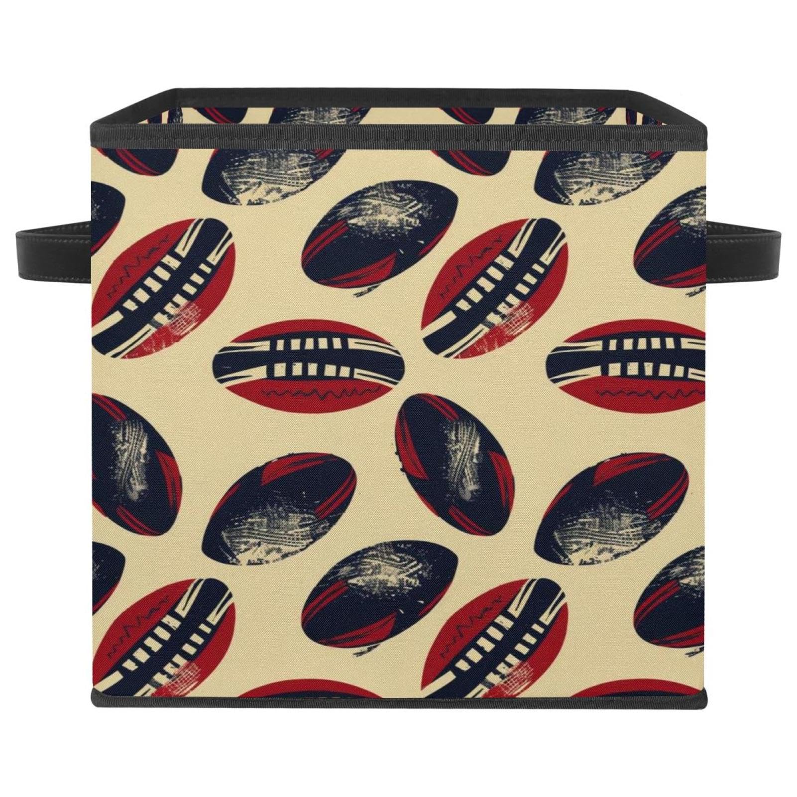 Boîte de rangement ballon de rugby vintage pliable 28cm en tissu Oxford