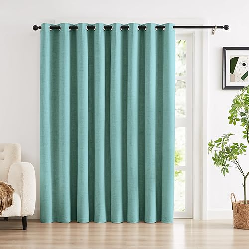 Miniatura 24 de Cortinas 100% opacas para dormitorio, cortina opaca de lino estilo granja de 84 pulgadas de largo, juego de 2 paneles, cortinas de ventana con