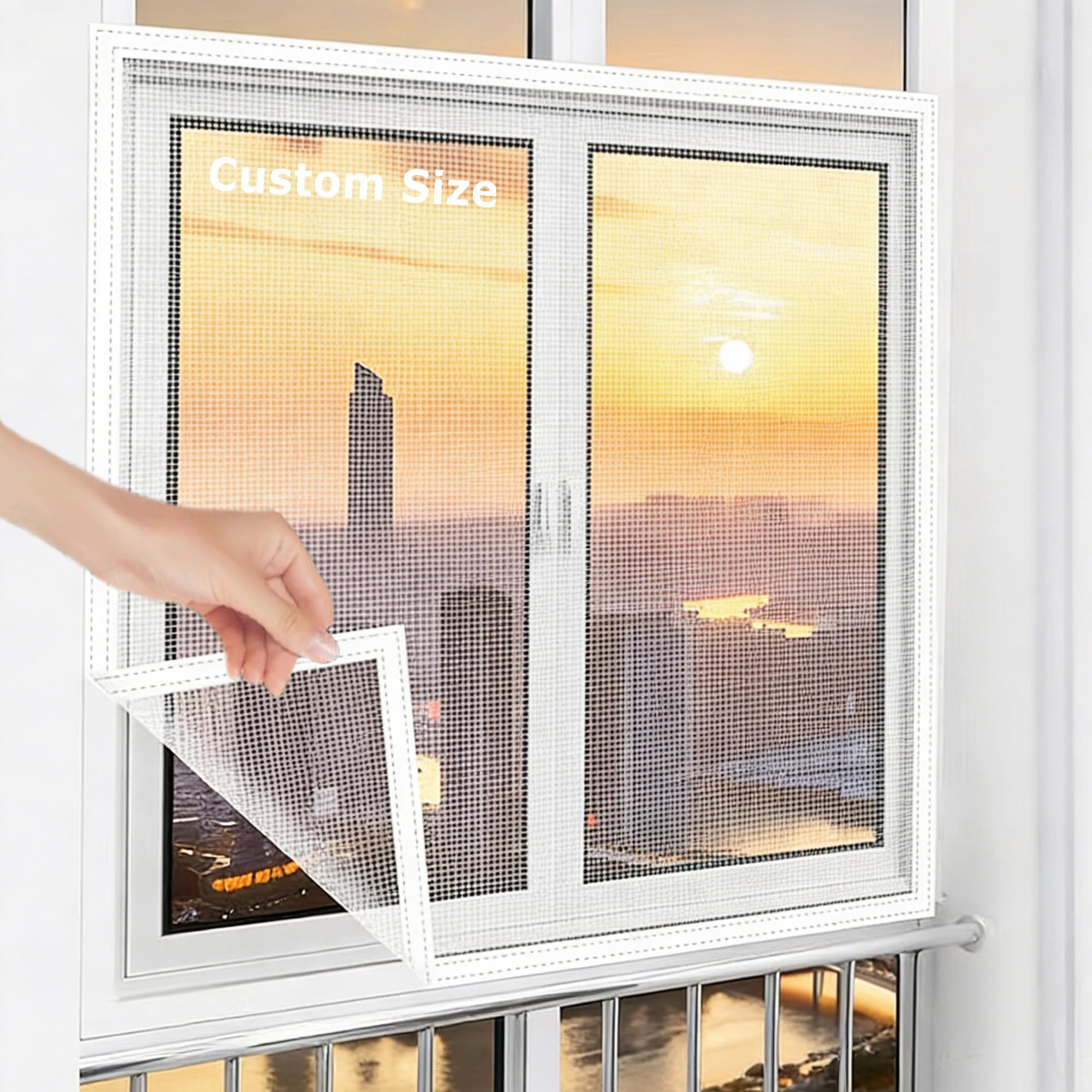 Custom Self-Adhesive Cat Proof Window Net, Fly Screen for Windows Balcony Kitchen, Prevents Mosquitoes Insects Flies, Cat Window Guard Screen Cat Safety Net