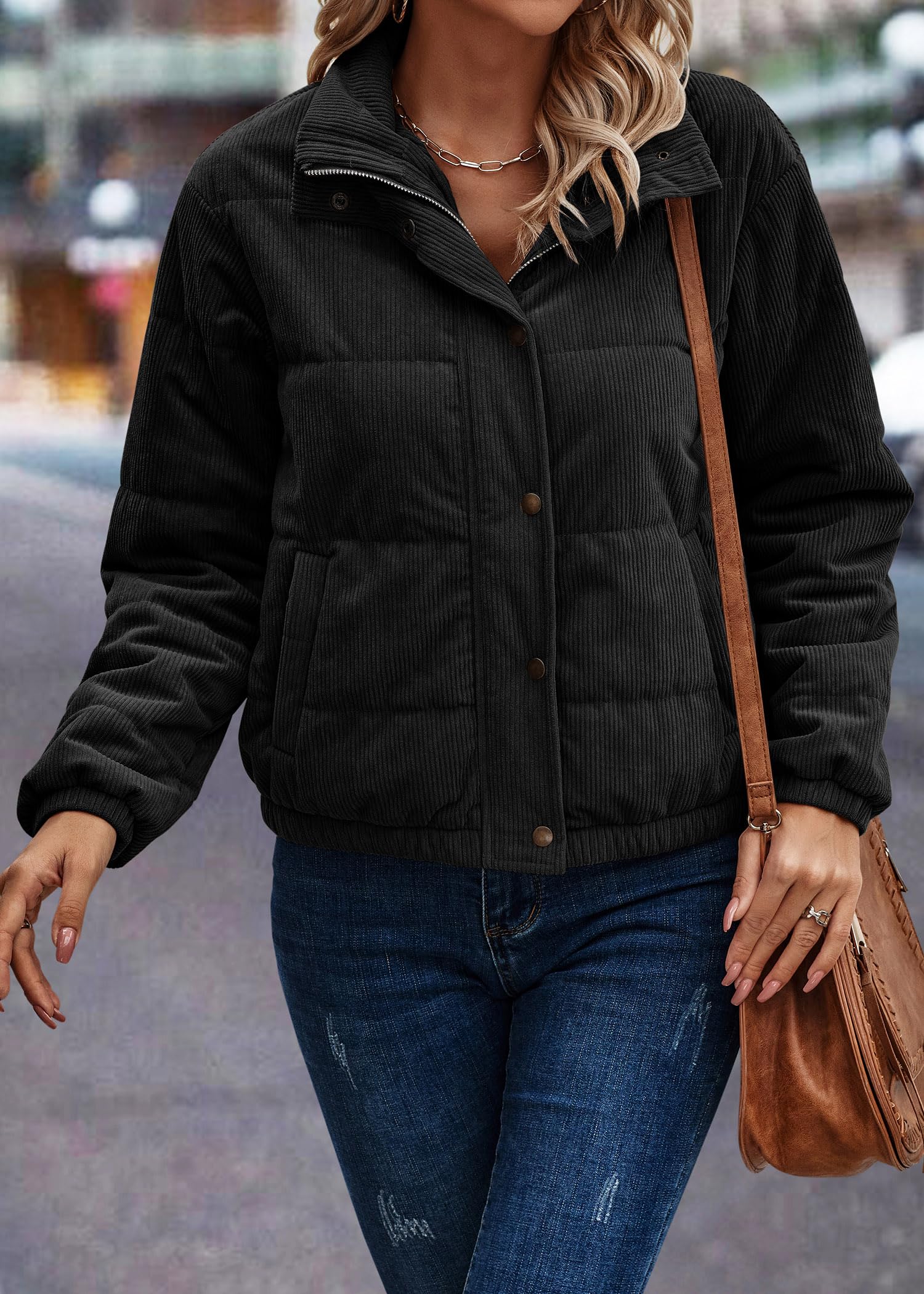 ASOMI Jacke Damen Kuschelige Fleecejacke Übergangsjacke Gefüttert Langarm Reißverschluss Herbst-Wintermantel mit Taschen