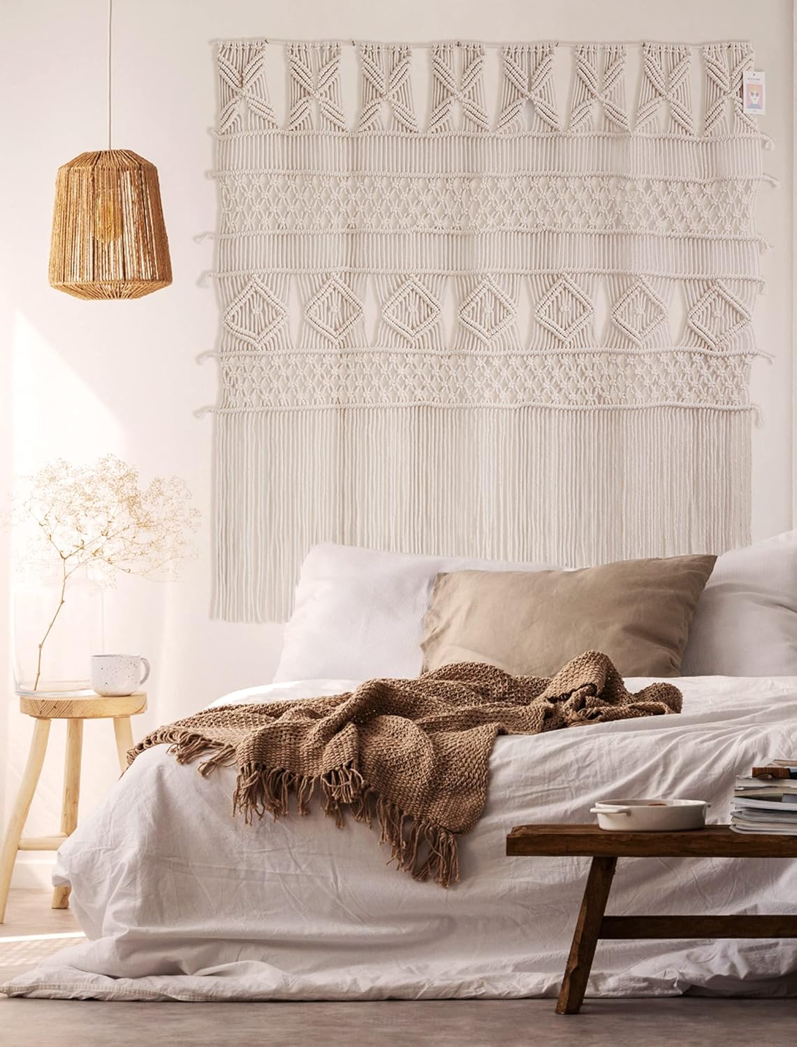 Super Cheap 🛒 Macrame Wall Hanging Macrame Curtains Boho Door Curtain Panels Handmade Wall Art Home Wall Décor,52x 57