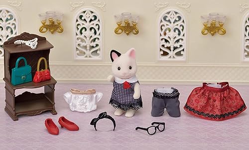 Miniatura 4 de Calico Critters Juego de moda con gato esmoquin, juego de casa de muñecas con figura y accesorios de moda, multicolor
