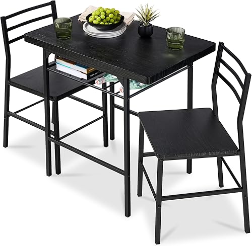 Best Choice Products Juego de comedor moderno de 3 piezas, juego de comedor compacto para cocina, comedor, espacio pequeño con estructura de acero,