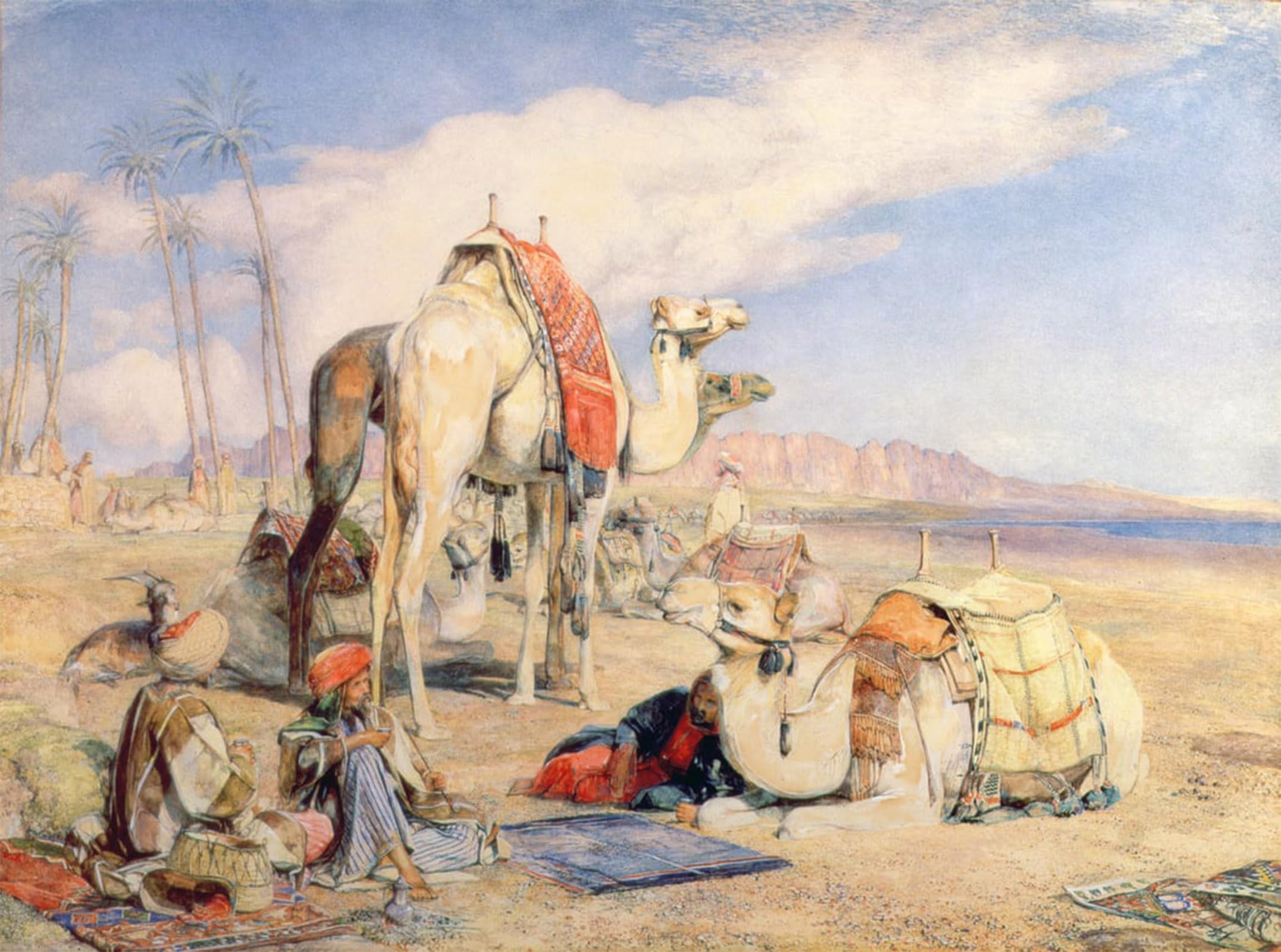 ARTXLXXBN Famous Art Print Poster Vintage Wall Art a Halt in the Desert by John Frederick Lewis Canvas Art Poster for Home Decor 60x90cm