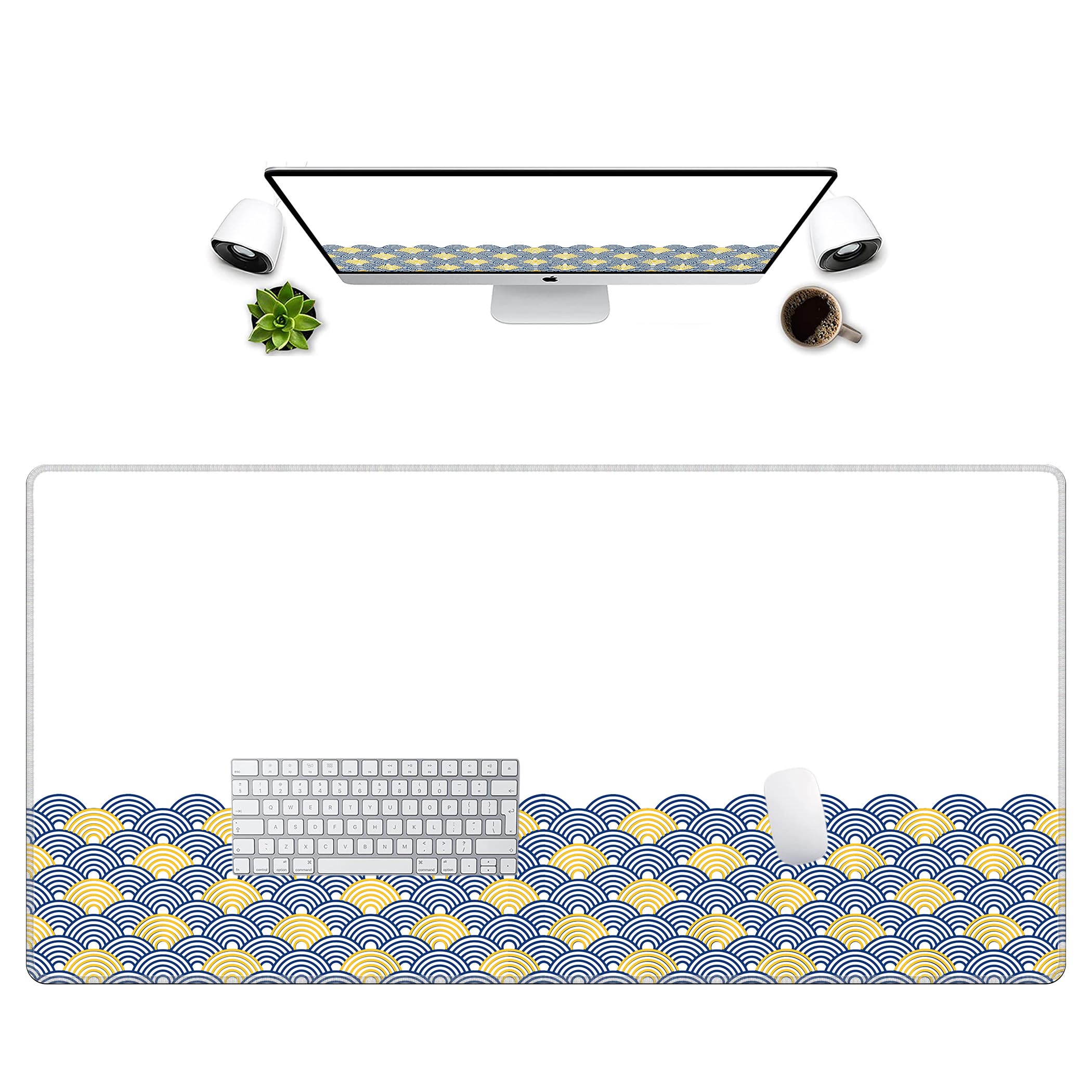 LL-COEUR Grande Tappetino per Mouse da Gioco Onde Marine 120x60x0,3CM Tappetino da Scrivania Esteso XXL Speed Gaming Mousepad L