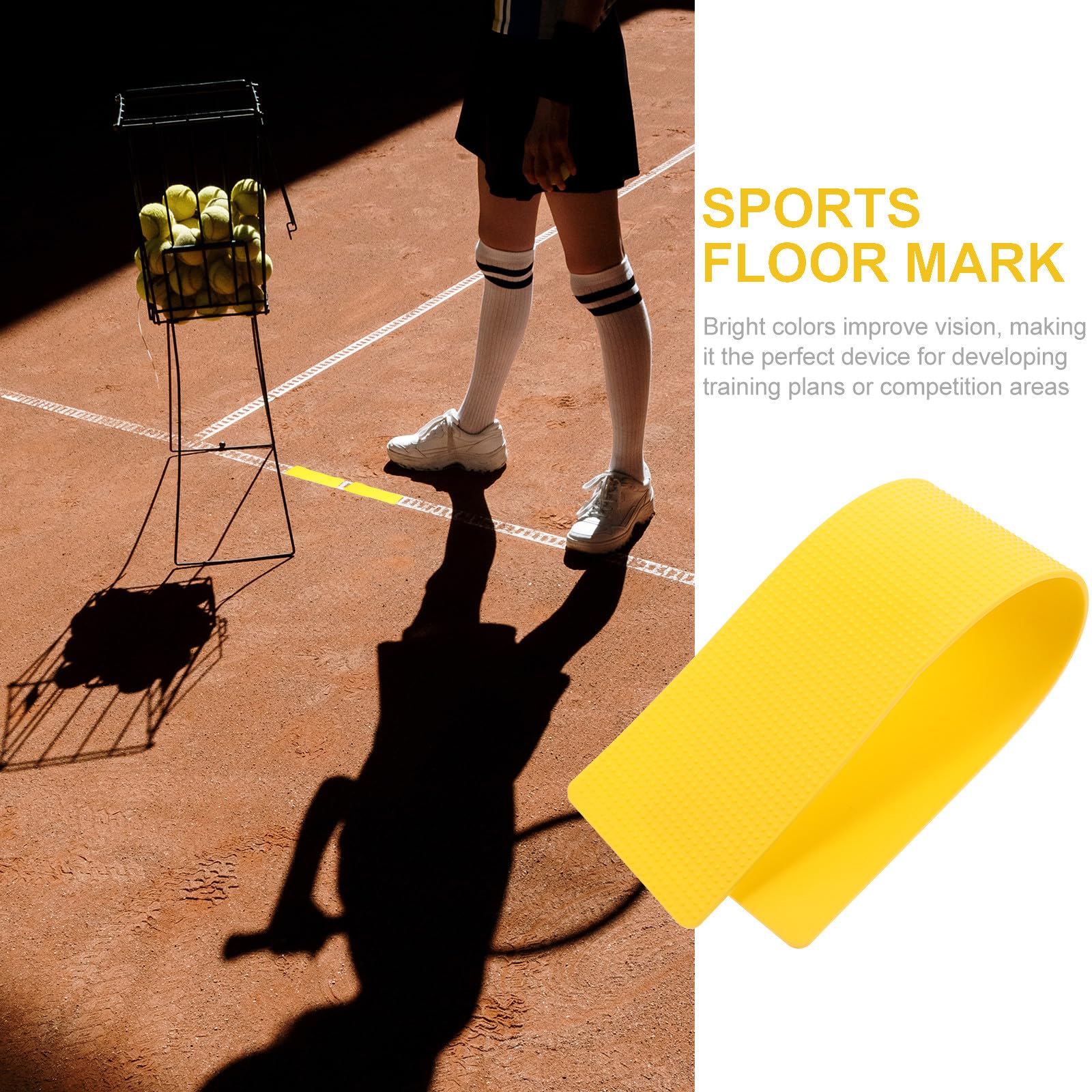 Marcadores de Suelo Deportivos Portátiles Amarillos, Set de 10 Unidades, Señalización Rectangular y Circular para Entrenamiento de Tenis y Fútbol al Aire Libre