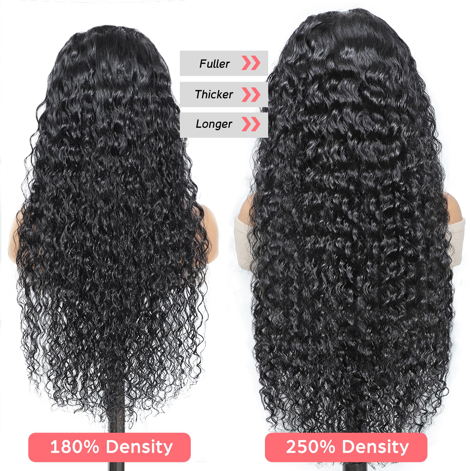 Alionly 250 Density HD Lace Front Wig Human Hair,Water Wave Human Hair Wig For Black Women 13x4 Glueless Curly Wig Human Hair Pre Plucked With Baby Hair 18 Inch - Image 3