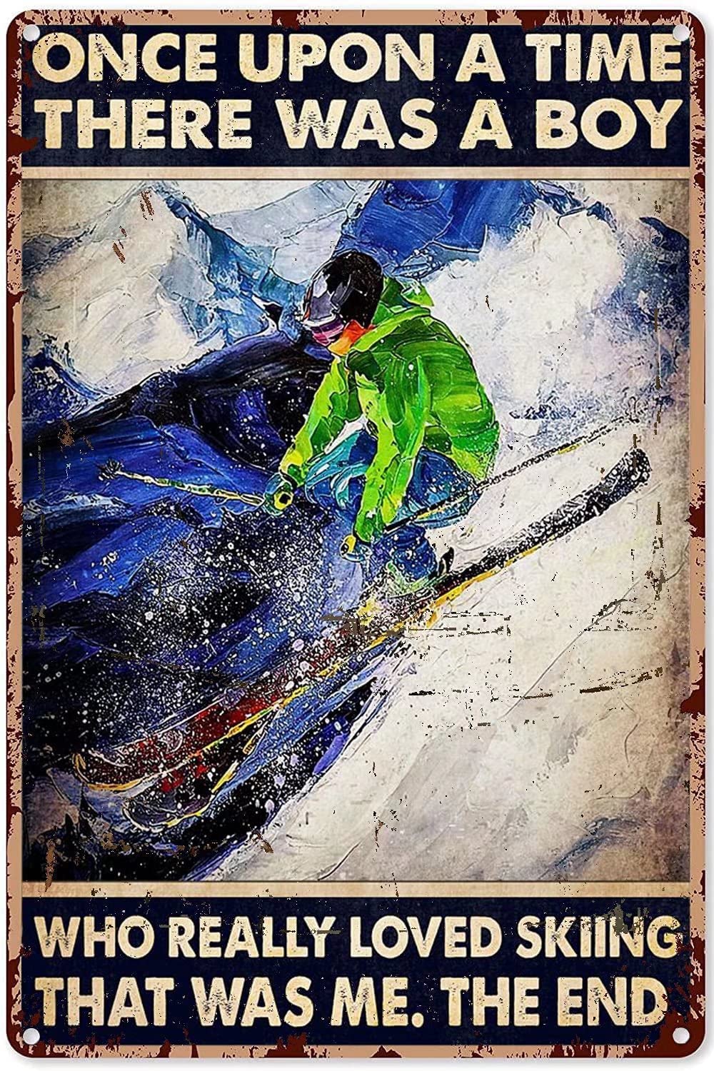 Tin Sign Ski Lovers Vintage Retro Collectible tin Sign Wall Decoration Poster Home bar Restaurant Garage Cafe Art Metal Sign Gift 12x16 Inch