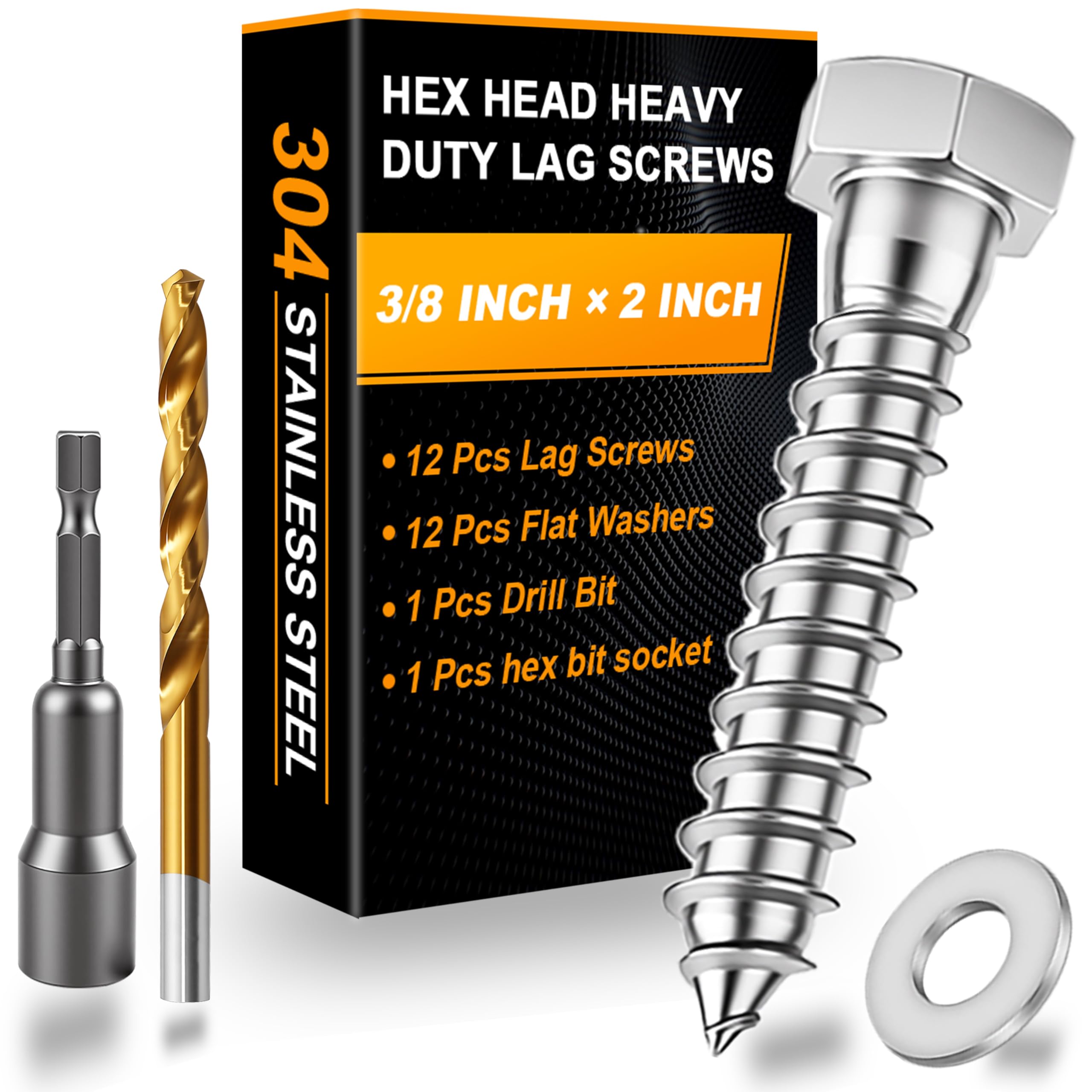 Hex Head Lag Screws - 25 Pack for Wood -11