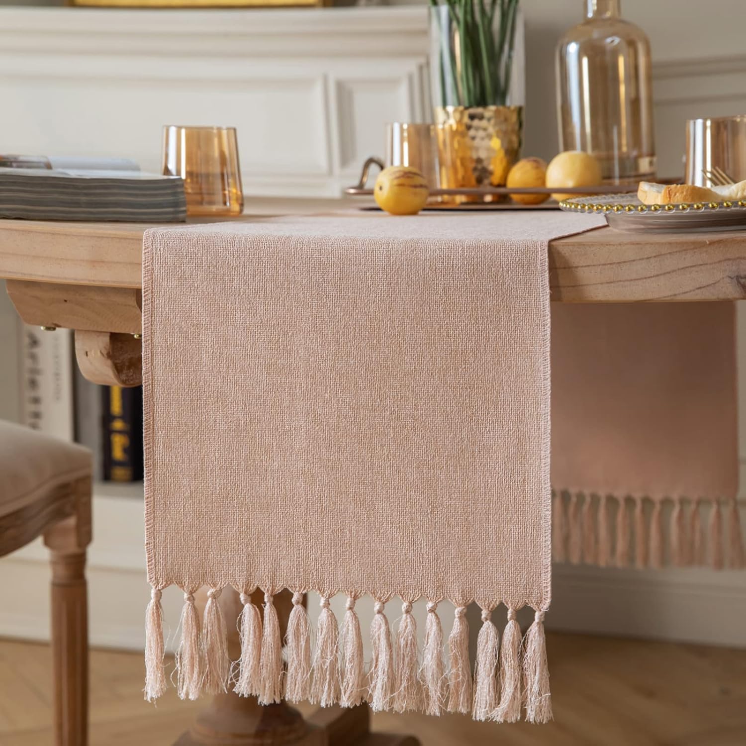 ZeeMart Light Pink Table Runners 36 Inches Long, Burlap