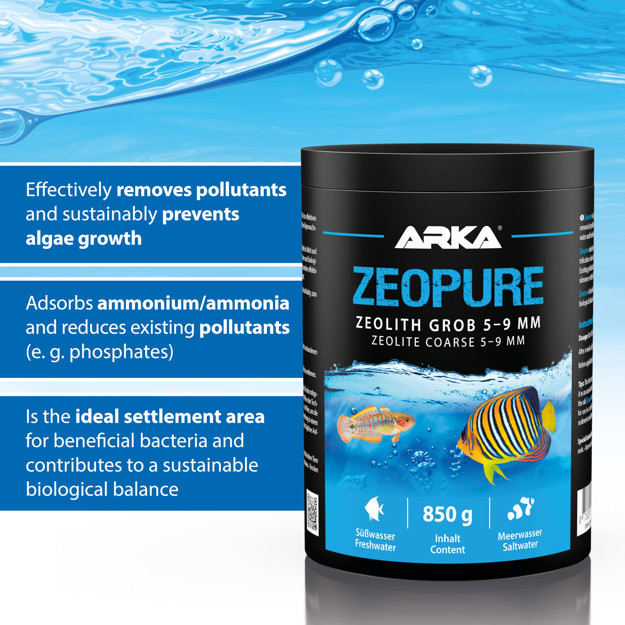 MICROBE-LIFT Zeopure - Premium Zeolith medium filtracyjne, pomaga w walce z algami, toksycznymi substancjami i metalami ciężkimi w akwarium, 1000 ml
