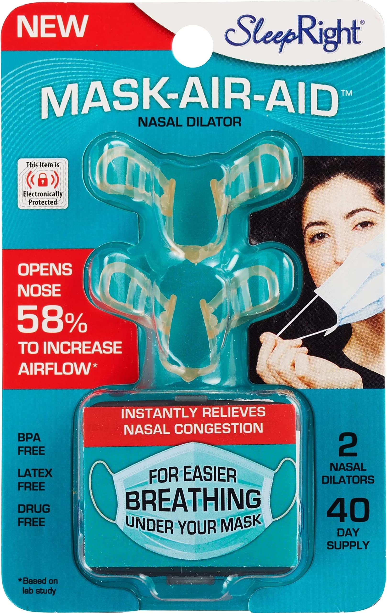 SleepRight Mask Air Aid Nasal Dilator – Open Nostrils – Enhance Breathing – Breathe Better Under Your Mask – Nose Aid