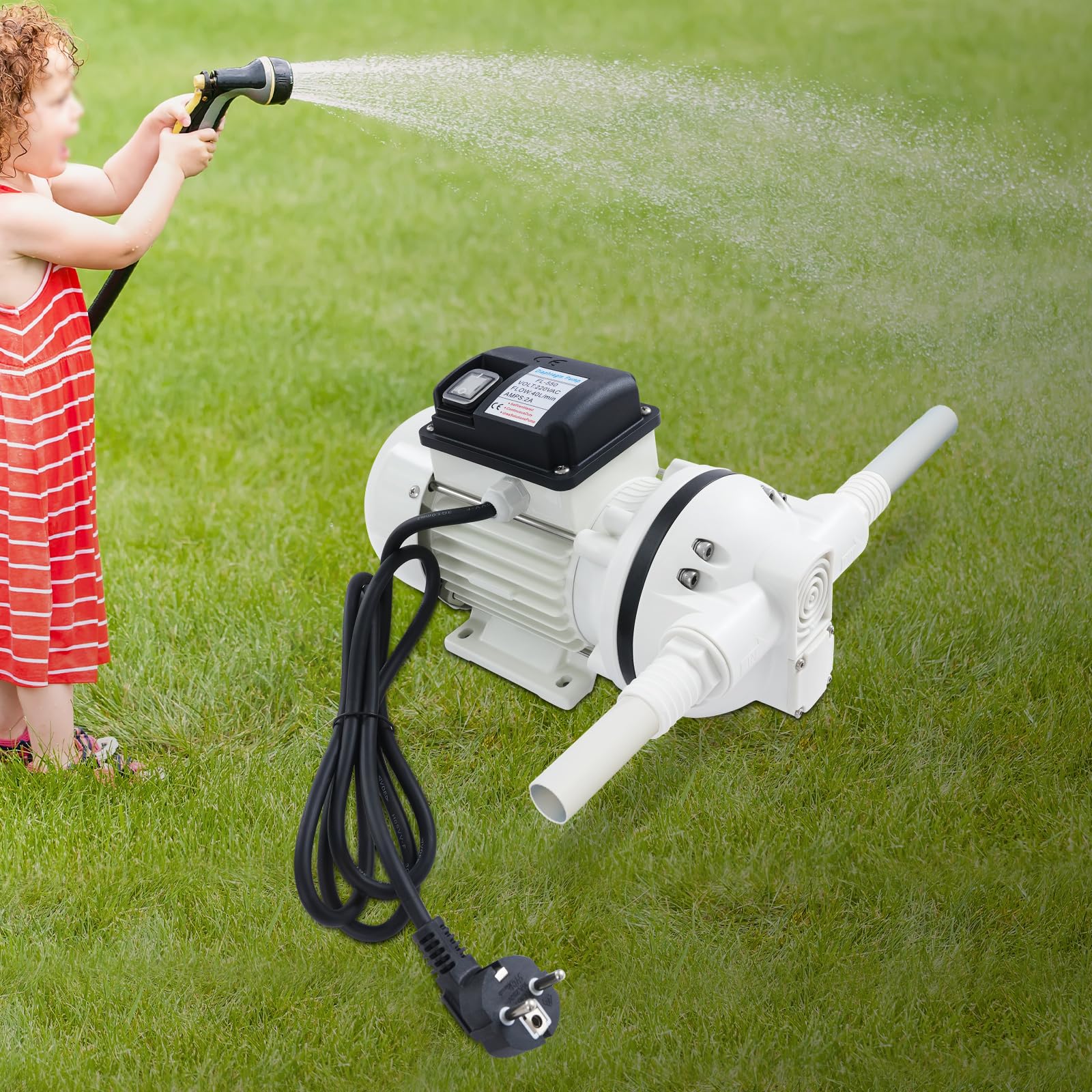 Bomba de diafragma eléctrica, bomba de agua a presión de 330 W muy silenciosa con 0-40L/min de alto caudal, 500 cm de altura de extracción para electricidad, protección del medio ambiente urbano