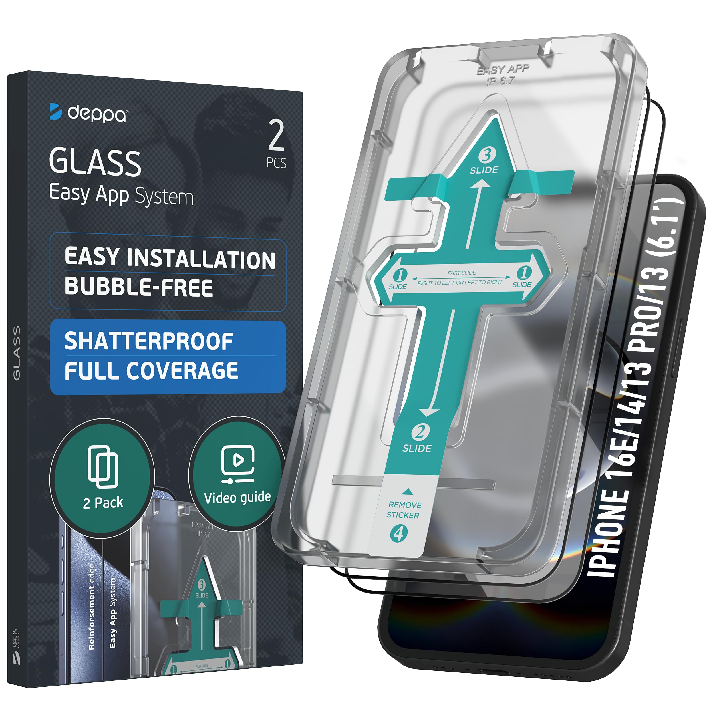 Protection Écran Verre Trempé Pour IPhone 13/13 Pro/14/16e - Pack De 2 - 9H