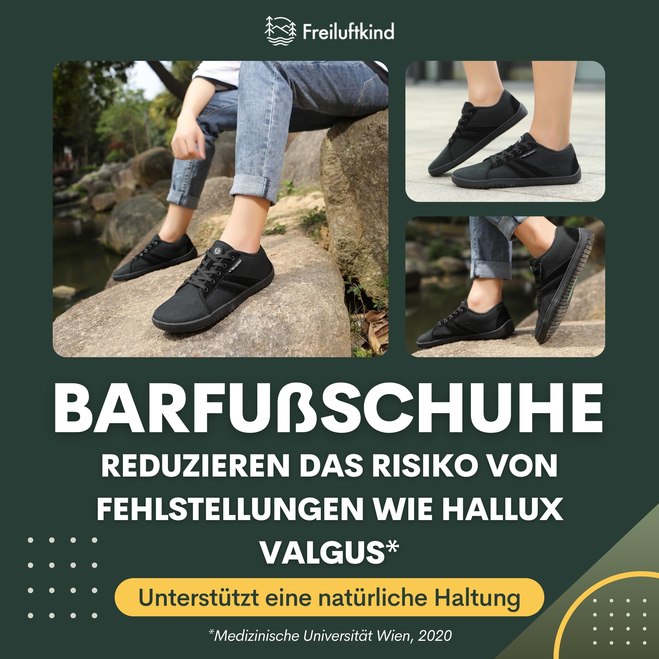 Freiluftkind® Baker – gesunde Barfußschuhe Sneaker – Sneaker Barfußschuh für den Alltag – Entlasten Füße, Gelenke & Körper – Barfußschuhe für Damen und Herren – Barfuss Schuhe