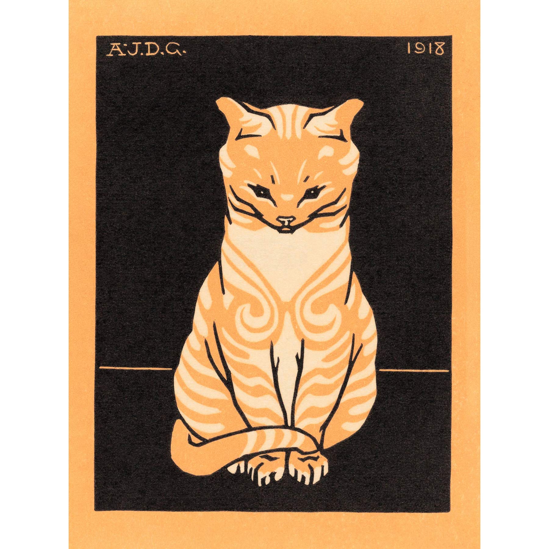 Wee Blue Coo Sitting Tabby Cat Julie De Graag Art Print Poster Wall Decor