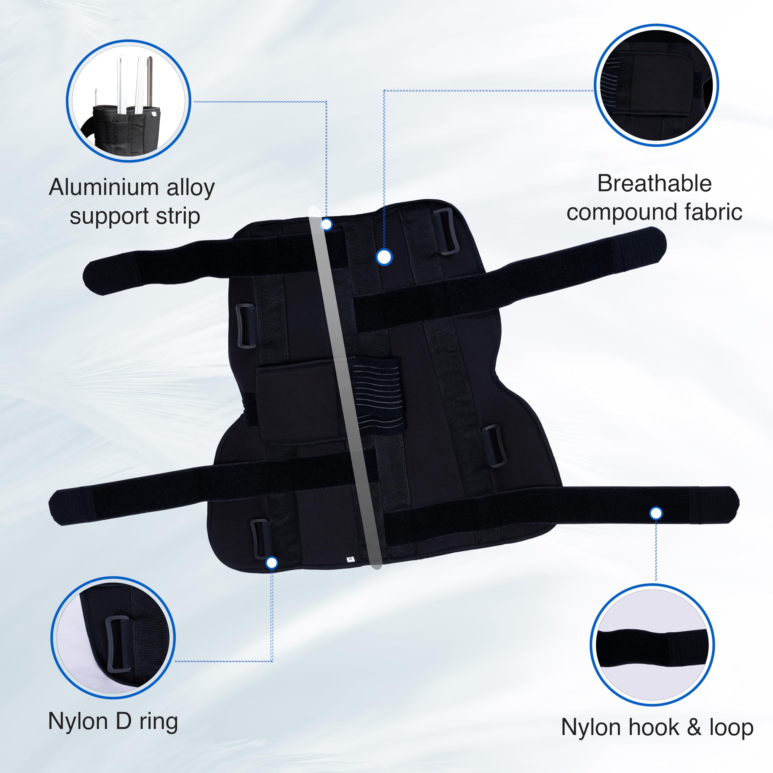 Wonder Care Genouillère d'immobilisation pour soutien du genou pour luxation, ligament, déchirure, genouillère de stabilisation pour homme et femme (48,3 cm de large), Noir_M