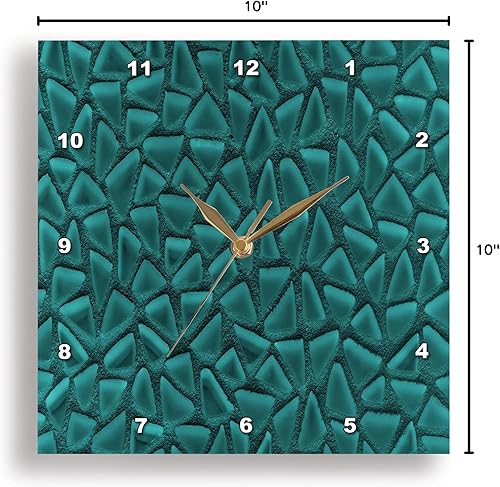 Miniatura 10 de 3dRose DPP_124753_3 Reloj de pared con diseño de mosaico de vidrio triángulo verde azulado, diseño unidimensional, 15 x 15 pulgadas