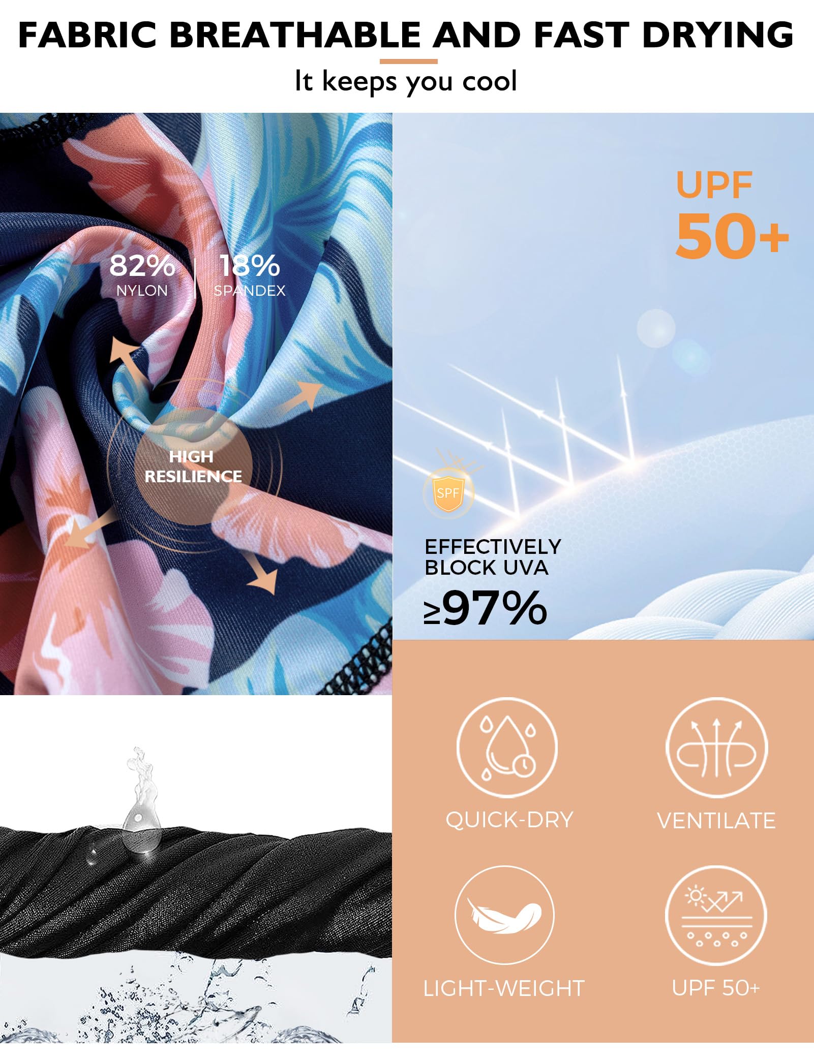 Buauty Short de bain taille haute pour femme 30,5 cm avec doublure UPF50+ Short de bain avec poches, séchage rapide