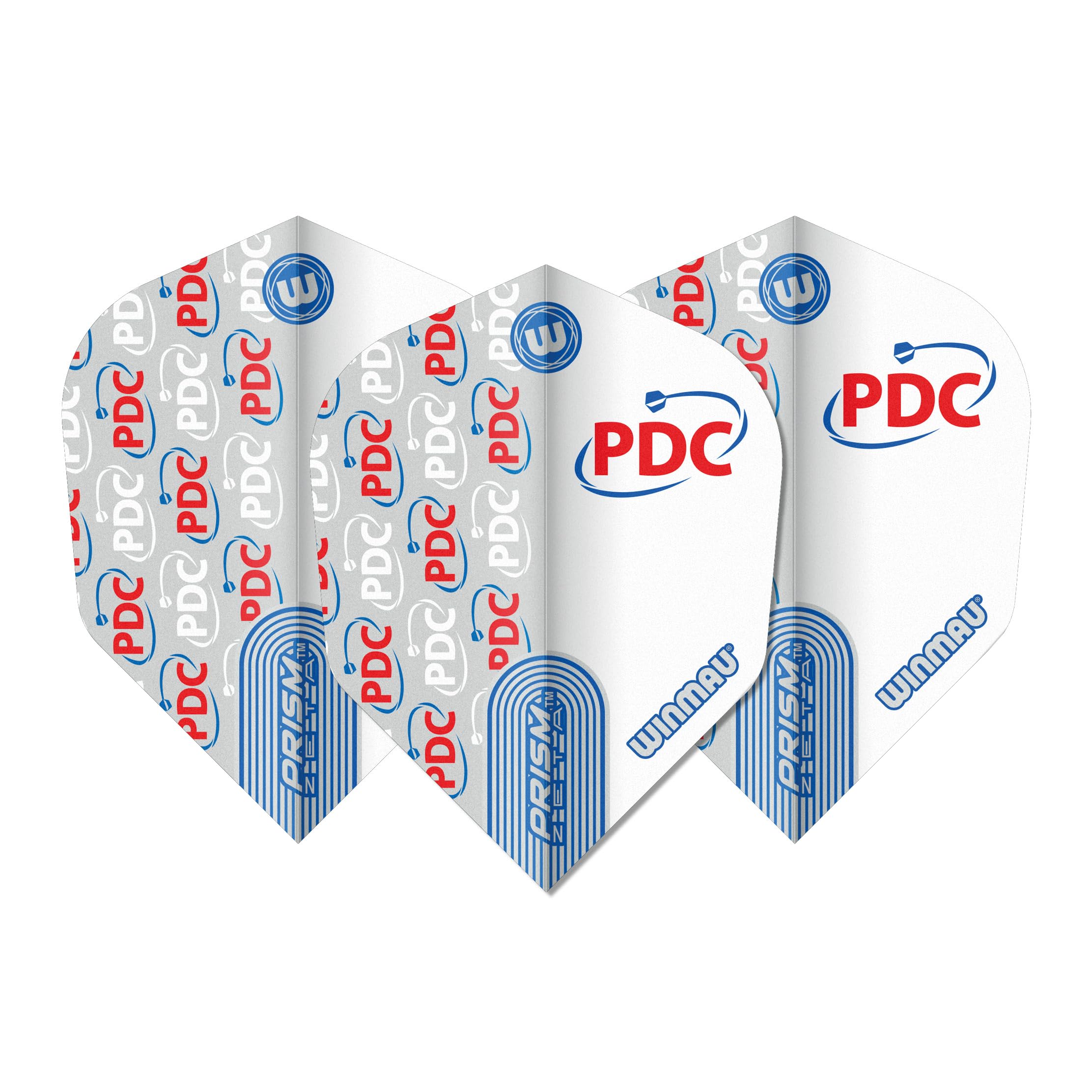 WINMAU Dart Flights - Prism Zeta Extra Thick 100 Micron Shape No. 6-1 Set per pack (3 darts Flights in total) - Professional Darts Accessories - White PDC Logo