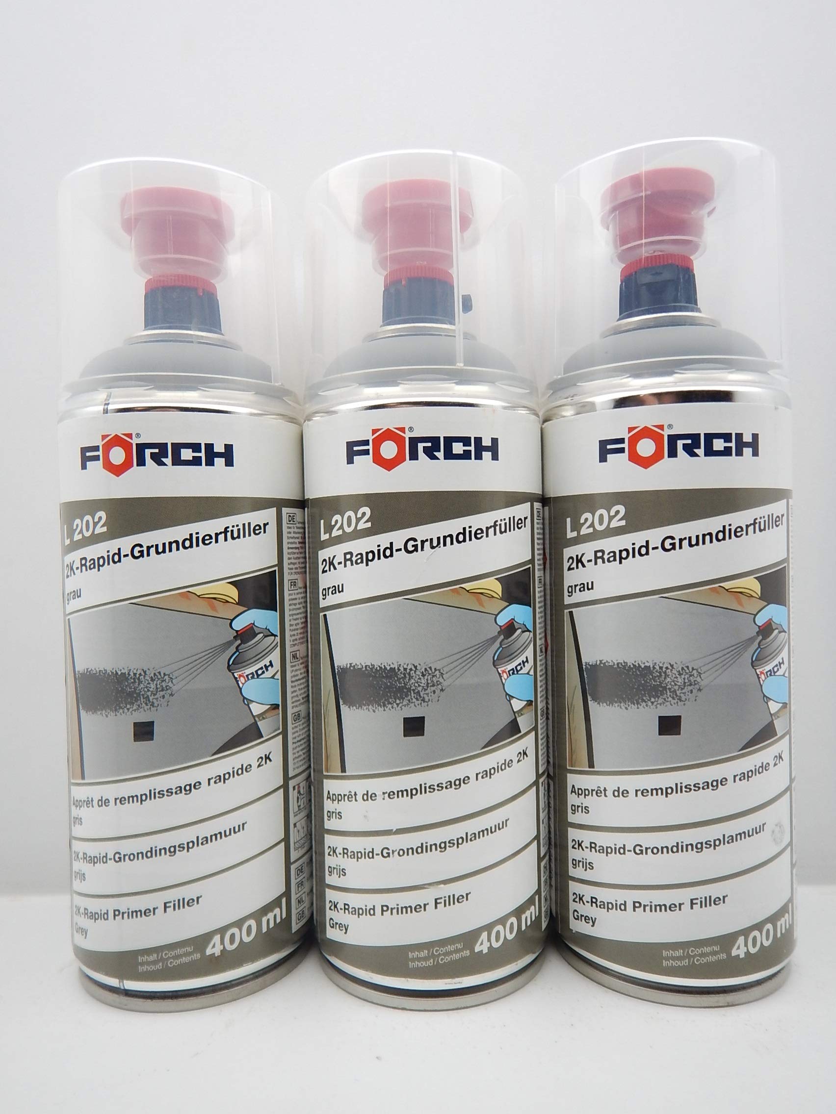 Förch 2K EPOXY GRUNDIERFÜLLER L202 GRAU LACK GRUNDIERUNG FÜLLER SPRAY 400ML (3)