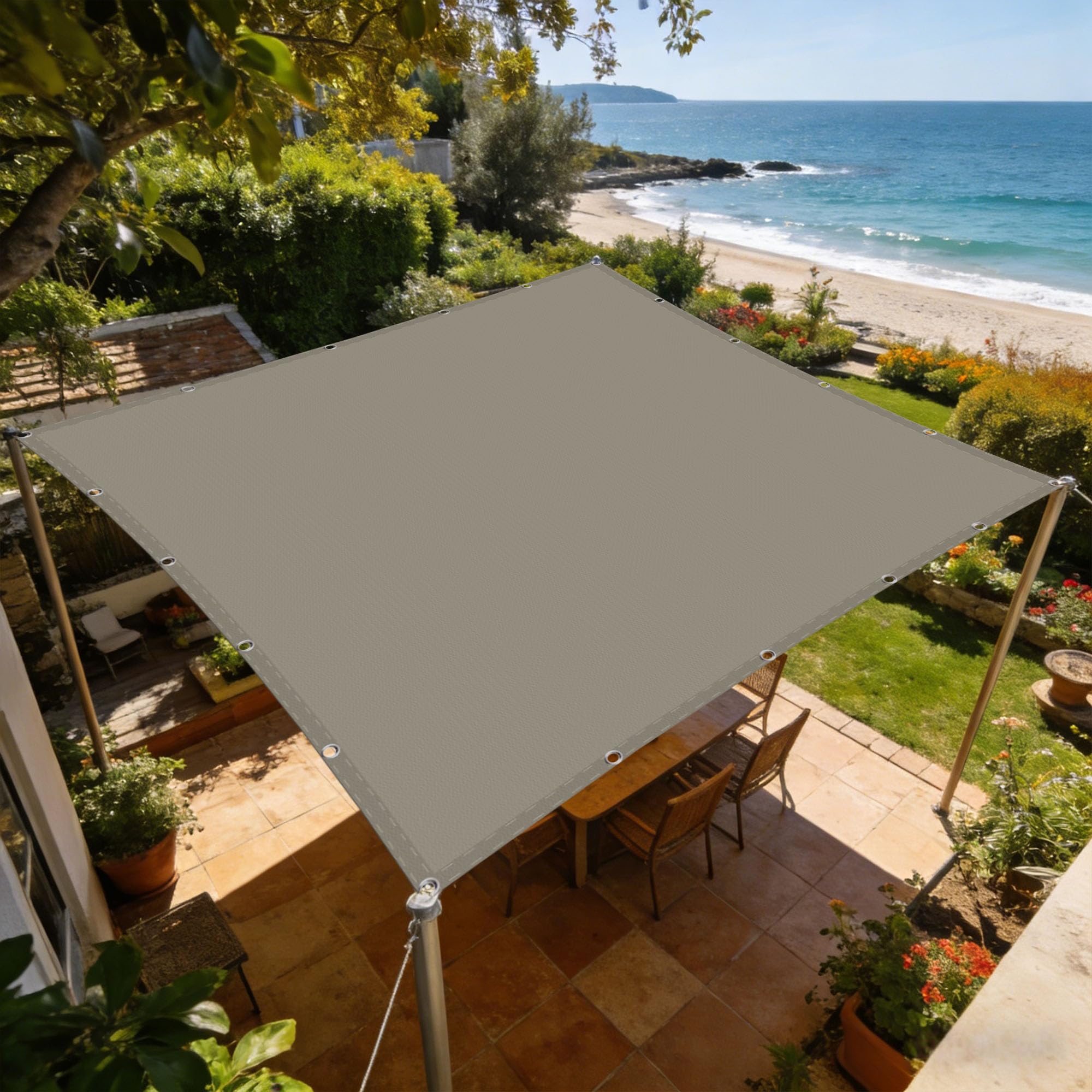 Voile d'ombrage étanche taupe filet d'ombrage rectangle pour patio