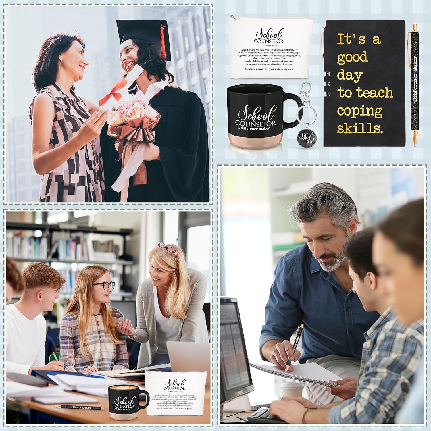 SiliFine 5 Pcs School Counselor Gifts Sets for Women Men, Classic, Black image 5