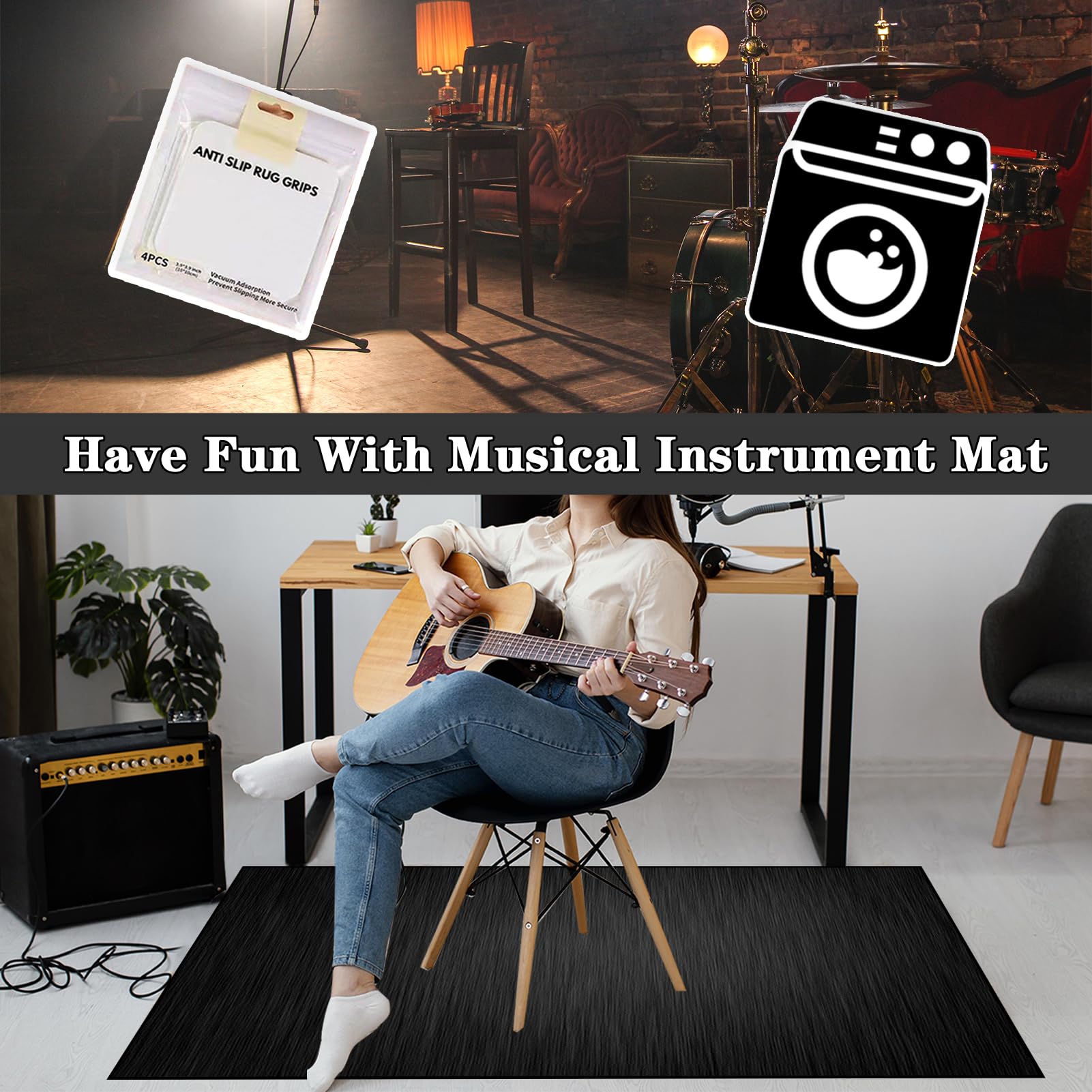 Elektronisch Schlagzeug Teppich Snare Drum Rug - Schallschutz Teppich - Schallschutzmatte - Drum-Teppich - rutschfeste Trommelmatte - Schalldicht Teppiche 180 x 160 cm