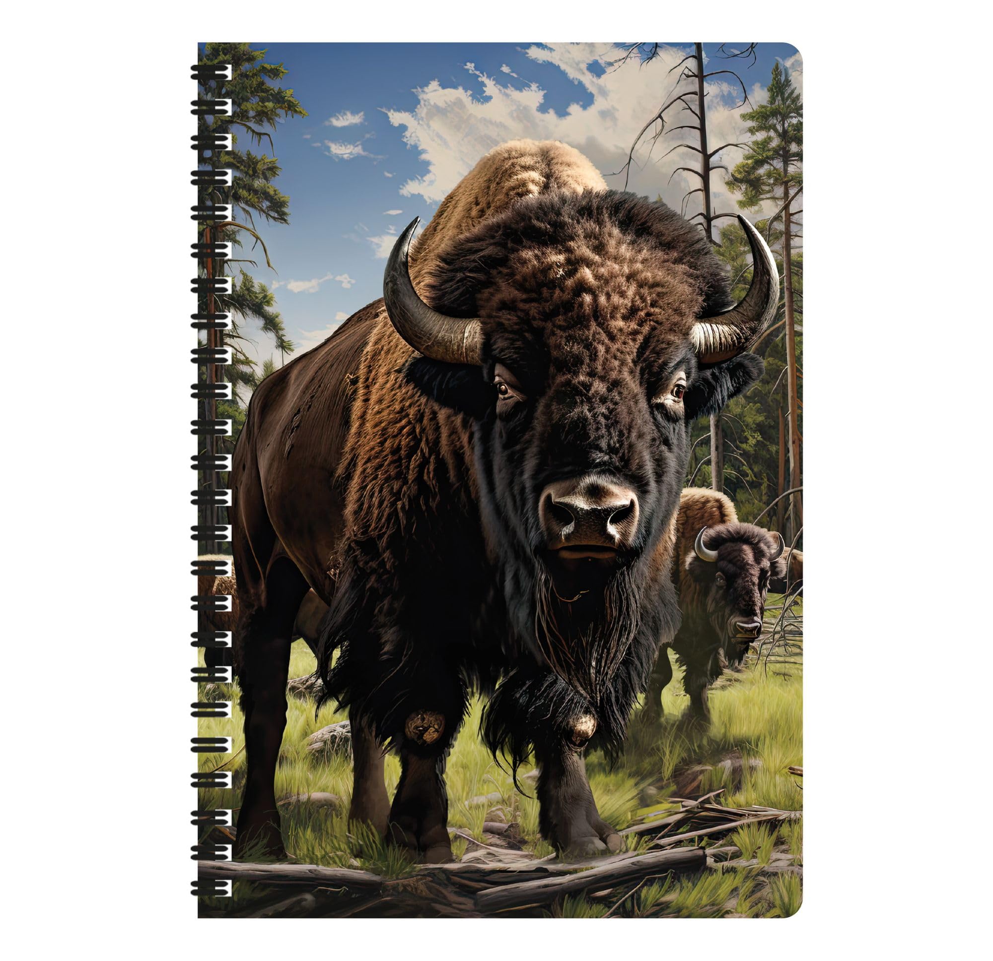 3D LiveLife A5 Notebook - The Head of the Herd from Deluxebase. Spiral Bound Lined Notebook with 80 Recycled Pages, 3D Bison Art Notebooks for Work, Gifts and School Supplies, (21 x 14.5 cm).