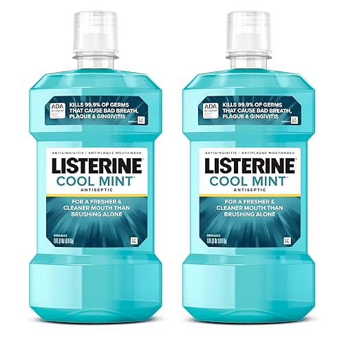 Listerine Cool Mint Enjuague bucal antiséptico para matar el 99 de los gérmenes que causan mal aliento placa y gingivitis sabor fresco a menta
